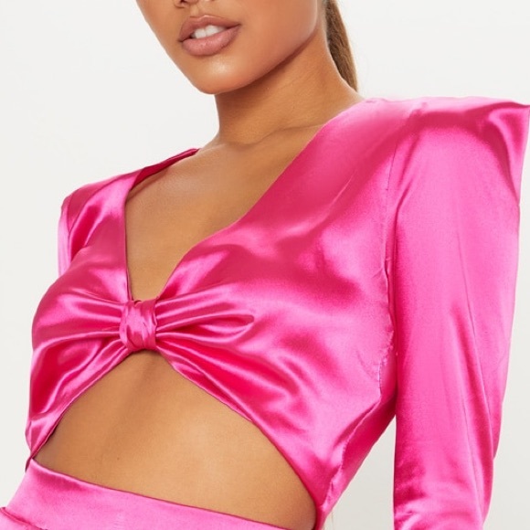 hot pink satin crop top